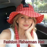 Summer Bucket Hat Breathable Sun Protection Retro Plaid Women Travel Fisherman Hat Fashion Wide Brim Hiking Camping Visor Hat