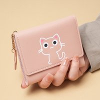 New cartoon cute wallet female short cat girl small wallet wallet female soil wallet