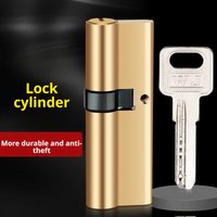 Biased Door Lock Cylinder, 65/70/80/90/100mm Extended Brass Lock Core with AB Keys, Anti-Theft Entry Door Lock