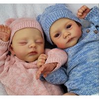 NPK 19 Inch Lifelike Reborn Dolls - Hand Painted Hair Lily & Irys Twins Soft Cloth Body Cuddly Newborn Baby Dolls