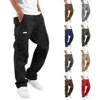 Spring Autumn Men's Pants Multiple pocket Casual Long Pants Fashion Straight Leg Pants large size Drawstring men Cargo Trousers