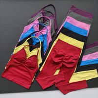 New Arrival European American Fitness Set Women High Waist Butt Lifting Yoga Pants One Strap Halter Tank Top Sports Two Piece Ou
