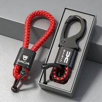 1Pcs Car Key Chain Leather Woven Metal Key Rings For Dacia Duster Logan Sandero Stepway Dokker Lodgy MCV 2019 Spring Bigster