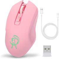 Rechargeable Wireless Mouse 6 Buttons 2.4G Wireless Mouse 2400 DPI Adjustable RGB Breathing Light for Laptop Desktop Computer