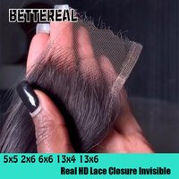 100% Real HD Lace Closure 2x6 Kim HD Lace Human Hair Closures Remy Hair Pre Plucked 5x5 6x6 13x4 13x6 HD Lace Frontal Closure
