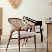 Simple solid wood dining chair rattan leisure chair restaurant homestay retro home single chair