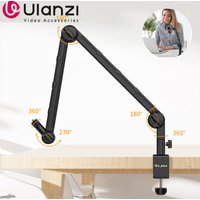 Vijim LS25 Microphone Stand Extendable Metal Suspension Scissor Arm Stand Phone Camera Fill Light Desktop Mic Clip Holder Tripod image 4