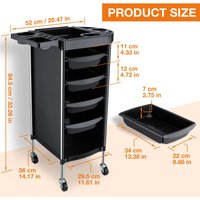 6-Tier Mobile Beauty Cart, Salon Trolley with Wheels - Space Saving Storage for Hair Stylist, Barber, SPA & Tattoo Equipment