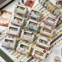 5 Rolls/Box Retro Washi Tape Set Decorative Adhesive Tape For Scrapbook Supplies Journaling DIY Craft Gift Wrapping Decoration