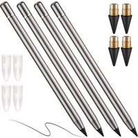 Everlasting Pen Erasable Pencil Metallic Inkless Metal Pen Back to School First Day No Ink Aluminum Pen with Latent Eraser