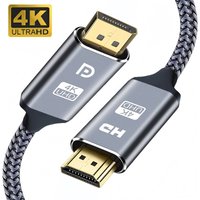 DisplayPort to HDMI Cable 4K 60Hz, DP to HDMI Adapter with Audio & HDR (3/6/10FT) – 4K@30Hz/1080p@120Hz, Compatible with PC