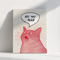 Not You Again Cat Poster, Funny Comic Style Wall Art, Quirky Cat Illustration Print, Humorous Home Decor, Animal Lover Gift, Pla