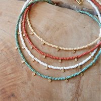 Boho Color Seed Bead Choker Necklace Flush with Neck Flowers Beautiful Beaded Choker Neck Level Birthday Gifts for Her