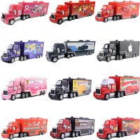 Disney Cars Toys Kids Birthday Gifts Lightning McQueen Doc Hudson Container Truck Alloy Model Car 1/55 Ratio Die Casting Truck