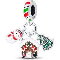 925 Sterling Silver Charms Bead Happy Christmas Tree Pendants Fit Original Bracelet DIY Women Jewelry Gift