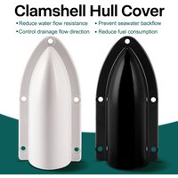 Marine Clamshell Drain Cover – Anti-Backflow Boat Drain Deflector, Waterproof Splash Guard, Reduces Water Resistance, ABS,