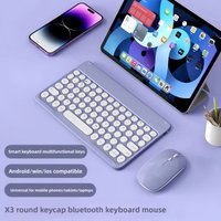 Bluetooth Keyboard Mouse Set Compatible with iPad Phone Tablet Magic Control Charging Office Portable Wireless Round Cap