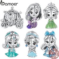 Bamoer Original 925 Sterling Silver Princess Charm Dreamlike Fairytale Bead Mermaid for Women Bracelet DIY Fine Jewelry Gifts