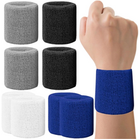 New Hot 1Pairs 2Pcs Set Breathable Cotton Wrist Sweatbands Sweat Absorbent Wristbands for Tennis Football Basketball Running Gym