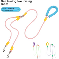 Dog traction, one tow, two explosion-proof dual head dog walking rope, contrasting color cloud foam handle, P rope, pet supplies