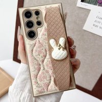 Luxury Cute Little Rabbit Wrist Strap Case For Samsung Galaxy S26 Ultra S25 S24 Plus S23 A15 A16 A26 A36 A56 A17 A25 A35 A53 A54