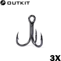 OUTKIT 10pcs 3x BLOOD SLOT Strong Super Sharp Round Treble Hook Antirust High Carbon Steel 10-18# Treble Hooks Fishing Tackle