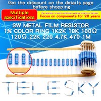20pcs 3W Metal Film Resistor 1% 1Ī© - 1MĪ© 10 47 100 120 150 220 300 330 470 910 1K 2.2K 4.7K 10K 15K 20K 47K 100K 220K 470K ohm