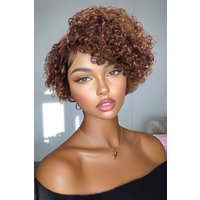Lekker Colored 100% Human Hair Wigs Long Pixie Cut Curly Bob Side Part Lace Front For Women Glueless Brazilian Remy Hair Wigs