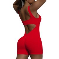AliExpress CHRLEISURE Women Short Sports Jumpsuit Sleeveless Sexy Backless Yoga Clothes Workout Cycling One-piece Suit Outdoor Recreation Bodysuits