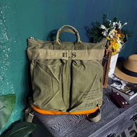 Pilot's Helmet Bag Unisex High Quality Military Canvas Multi-pocket Vintage Handbag Large Capacity Casual Laptop Travel Backpack