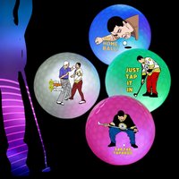 4 pcs Glow in The Dark Golf Balls with Funny Gilmore Design, Night Glowing Long Distance LED Golf Ball Colored Golf Sports Games