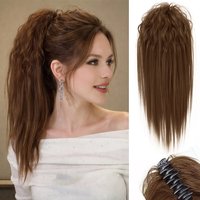 Synthetic 16Inch Claw Clip Ponytail Hair Extensions Waterfall Straight Ponytail Blonde Brown Heat Resistant Pony Tail Fake Hair