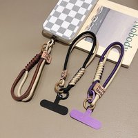 INS British Style Contrasting Woven Phone Lanyard Short XYun Handheld Trendy Phone Case Wrist Rope Doll Luggage Pendant Hanging