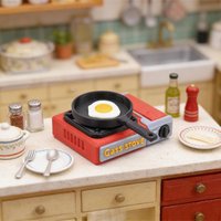 1Set 1/12 Dollhouse Simulation Miniature Card Stove Model Outdoor Camping Portable Gas Stove Cookware Scene Decor Doll Accessory