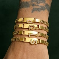 Yupsk New A-Z 26 Letters Charm Bracelets Stainless Steel Strap Chain Bracelet Wristband Birthday Gifts Accessories