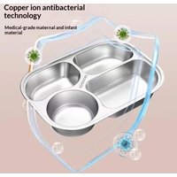 2/3/4 Grids Food Plate Dishes Reusable 304 Stainless Steel Square Divided Dinner Plates Fruit Salad Plate Tableware Container