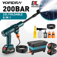 YOFIDRA 200Bar Hochdruckreiniger-Pistole 6 IN 1 Elektrische Autowaschpistole Gartenreinigungswerkzeug für Makita 21V Batterieanschlüsse