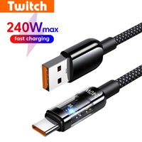 240W USB Type C Cable Fast Charging Nylon Braided Data Cable USB Type C For Samsung Huawei Xiaomi USB C Cable Quick Phone Charge