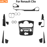 For Renault Clio 2006-2009 Carbon Fiber Air Conditioning Vents Center Console CD Panel Door Lift Switches Car Interior Stickers