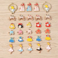 Tusember 10Pcs Cute Cartoon Theme Enamel Anime Princess Charm Pendant For DIY Earring Bracelet Necklace Jewelry Making Craft