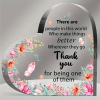 Heart Shaped Watercolor Floral Butterfly Acrylic Plaque, Thank You For Being One Of Them Inspirational Appreciation Desk
