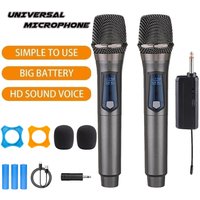 Wireless Microphone 2 Channels UHF Professional Handheld Mic Micphone For Party Karaoke Professional Church Show Meeting