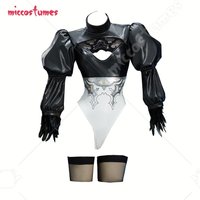 Miccostumes Women's Black Gothic Cosplay Costume Auto Bodysuit with Gloves and Eye Patch for Anime Cosplay