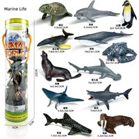 12pcs/set Updated Simulated Marine Animals Penguin Toy Model Realistic Sea Life Turtle Whale Toys For Children Christmas Gifts