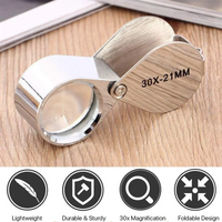 Pocket Jewellers Magnifier 30X 21mm Foldable Magnifying Glass Suitable for Hobbies Diamonds Jeweller Coins Stamps Collecting