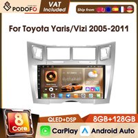 Podofo Android 4G 9" 8-Kern 8+128G Universelles Autoradio Drahtloses CarPlay Android Auto FM RDS WIFI GPS Auto-Multimedia-Video-Player Für Toyota Yaris / Vizi 2005-2011
