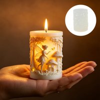 Elf girl relief cylindrical candle silicone mold with wings angel magic mushroom house relief gypsum molds Halloween gift