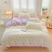 Sweet Purple Love Heart Bedding Set For Girls Adults Children Bed Cover And Flat Sheet Set Pillowcases Soft Full Size 3/4pcs