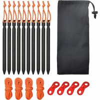 1 Set Aluminum Alloy Tent Pegs Nails Stakes Ropes Camping Hiking Tent Accessories Including Wind Rope Hammer Reflective Cord