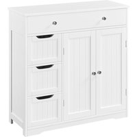 White 4-Shelf 2-Door Freestanding Bathroom Storage Cabinet, 30 x 80 x 81.5 cm